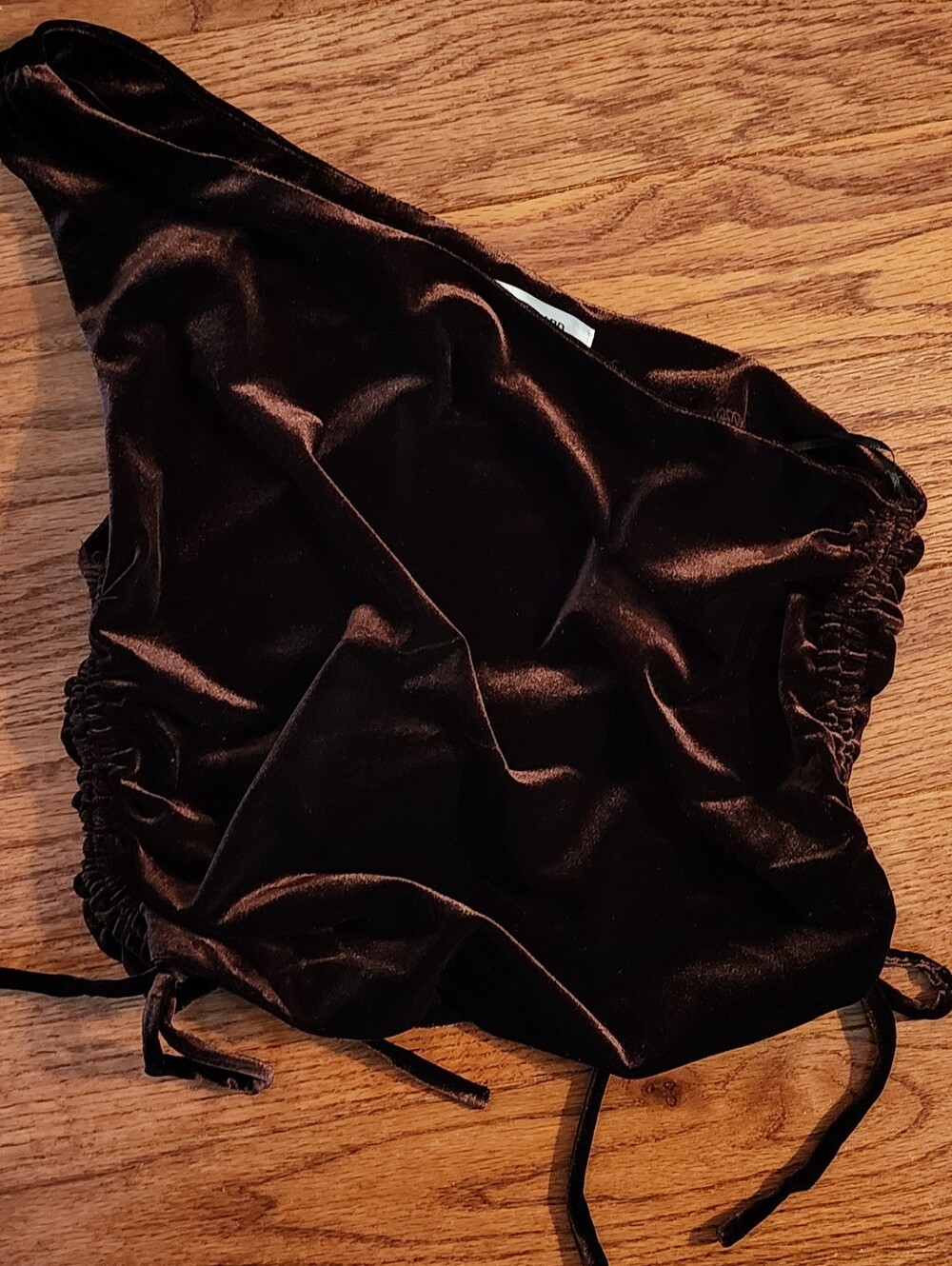 Amanda Uprichard Brown Velvet One-Shoulder Cinch Side Top